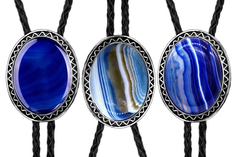 Moranse Bolo Tie with Natural Tiger Eye Stone Celtic Style Genuine and Cowhide Rope(Tiger Eyes 4 Style) - Image 3